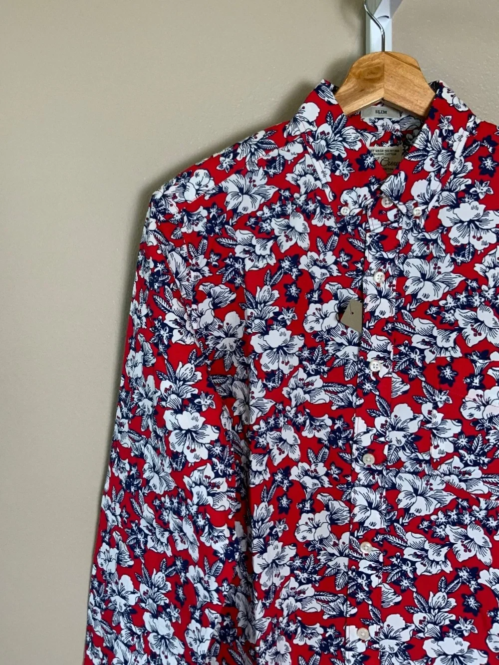 J. Crew Floral Slim Stretch Secret Wash Organic Cotton Button Down Shirt